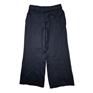 Spanx The Perfect Wide Leg Pants L Ponte Trousers Striped Stretch Navy Pull On